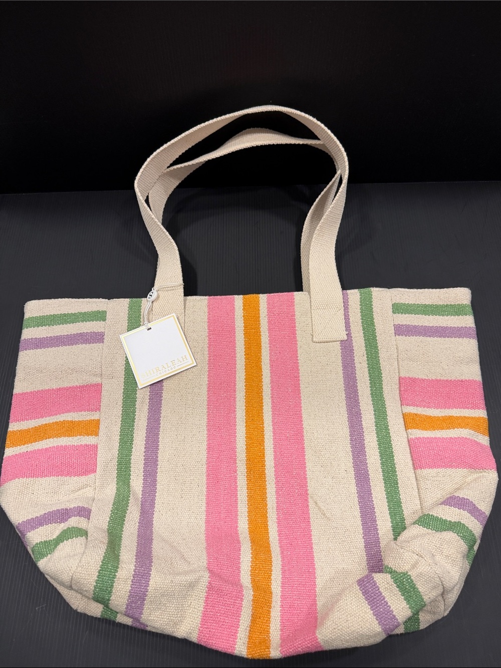 Shiraleah Striped Canvas Tote in Pink, Orange & Green